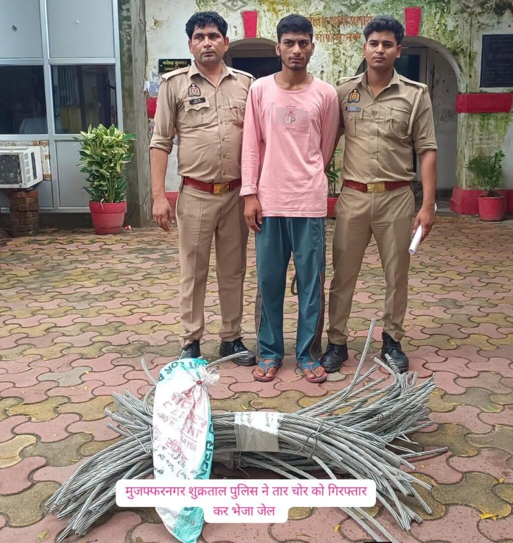 मुजफ्फरनगर पुलिस ने बिजली तार चोरी करने वाले शातिर चोर को गिरफ्तार कर किया खुलासा*