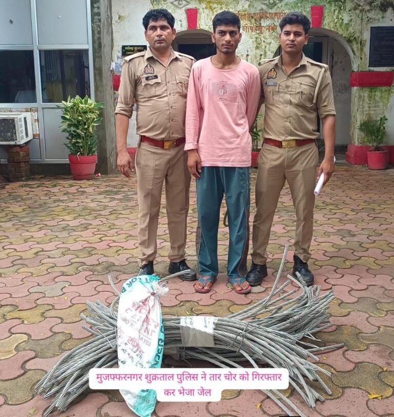 मुजफ्फरनगर पुलिस ने बिजली तार चोरी करने वाले शातिर चोर को गिरफ्तार कर किया खुलासा*