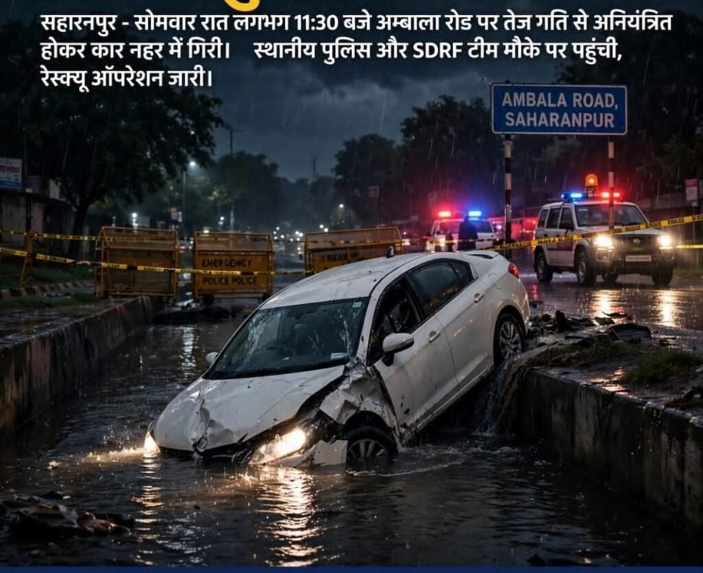 अम्बाला रोड पर दर्दनाक हादसा: नहर में गिरी कार, 28 वर्षीय अंकित गुम्बर की मौत !